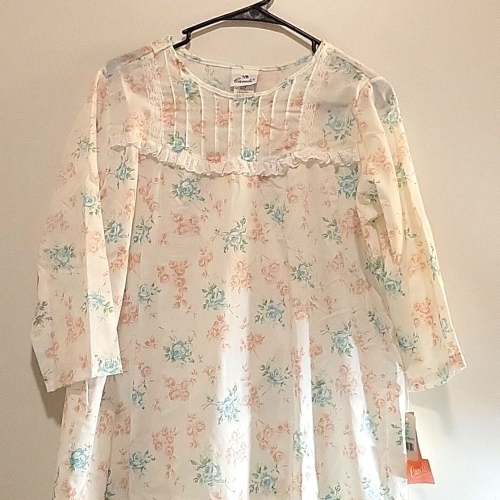 Carole Nightgown Vintage Lightweight Nightgown Pink Blue Floral SZ SMALL